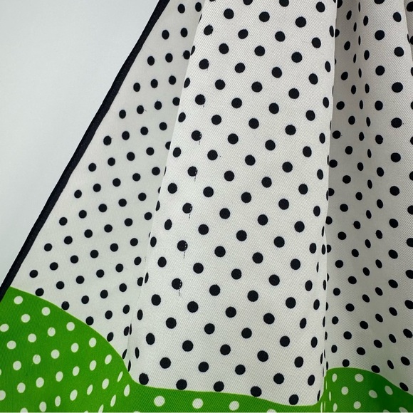 Schiaparelli by Glentex Small Scarf Neckerchief White Green Polka Dots - Picture 4 of 7